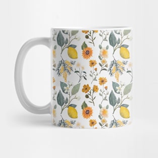 Lemon Vibes with Yellow Flowers Mug